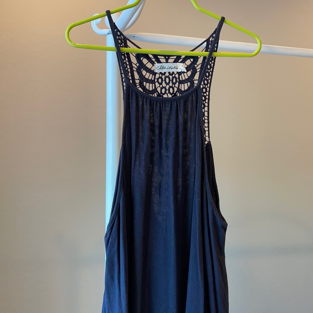 chloe & katie high neck lace back tank